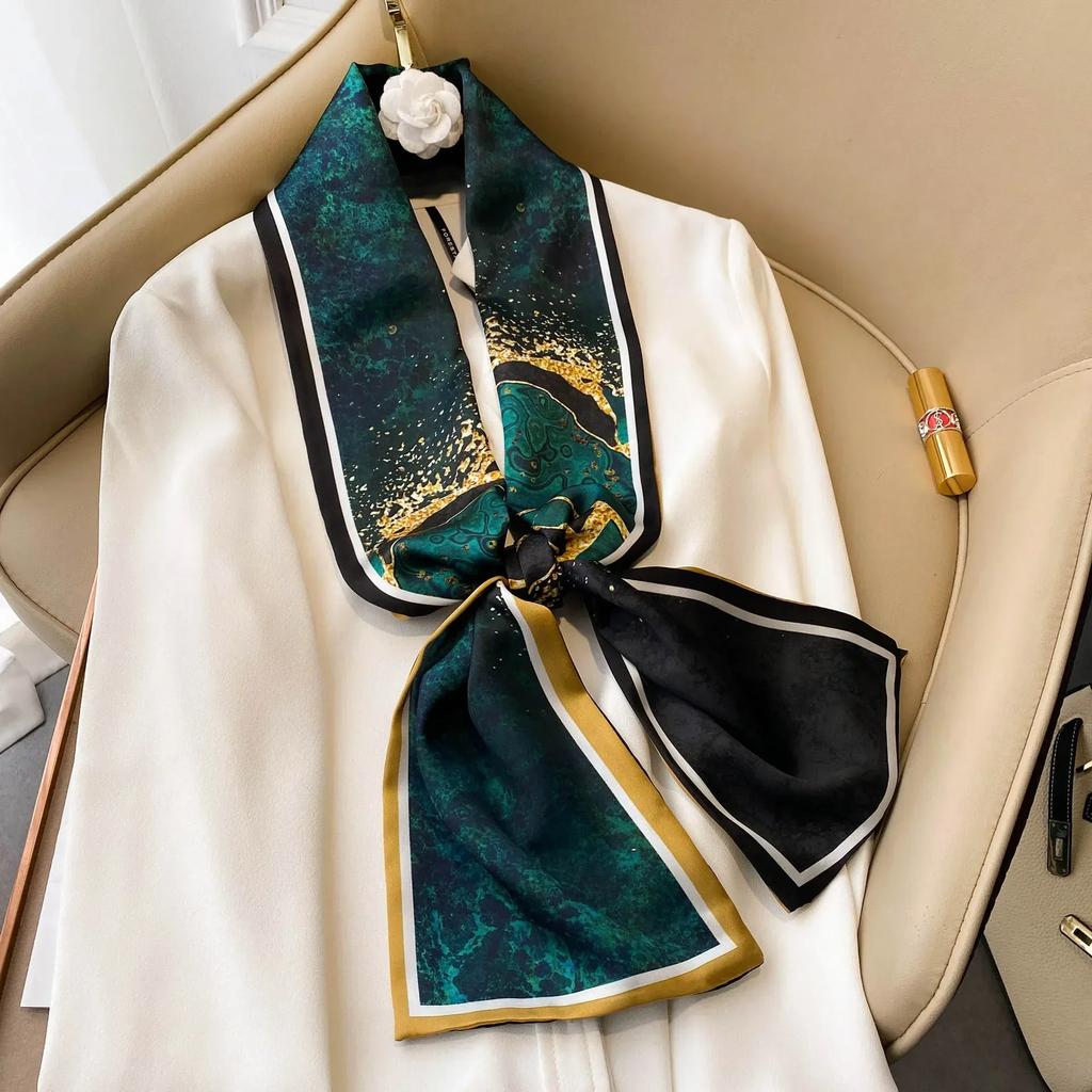 17*150cm Ribbon Silk Scarfs Female Luxury Design Hair Band Skinny Scarf Neck Ties Women Bag Scarves Neckerchief Foulard Lady