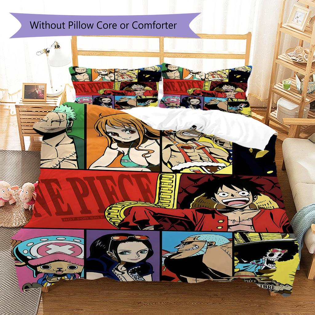 ONE PIECE Anime 3pcs Bedding Set, Digital Printed Duvet Cover, No Insert, Kids Gift, Extra Large Size Available -HYQ46