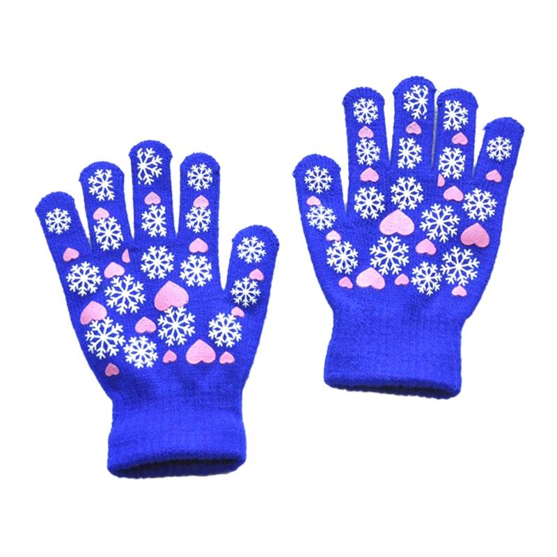 

Outdoor Riding Warm Gloves Soft Elastic Knitted Full Finger Glove for Girls Boys Candy Color Cute Gloves синій