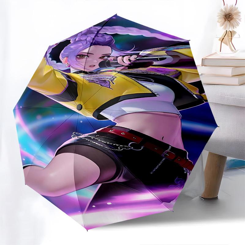K-POP Anime Girls Group Themed Automatic Opening and Closing Umbrella - 8 Ribs, Suitable for Leisure and Going Out, Outdoor Accessory, Gothi