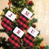Vintage Christmas Alphabet Knitted Socks Large Capacity Exquisite Candy Holder Black Grid Pattern Candy Gift Bags Xmas Gift