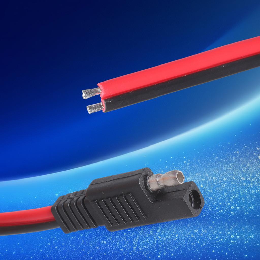 SAE to 2Pin Wire Adapter Power Cable 30/100cm Length 14AWG Tinned Copper Cores Compatible for DC12/24V Charging Systems