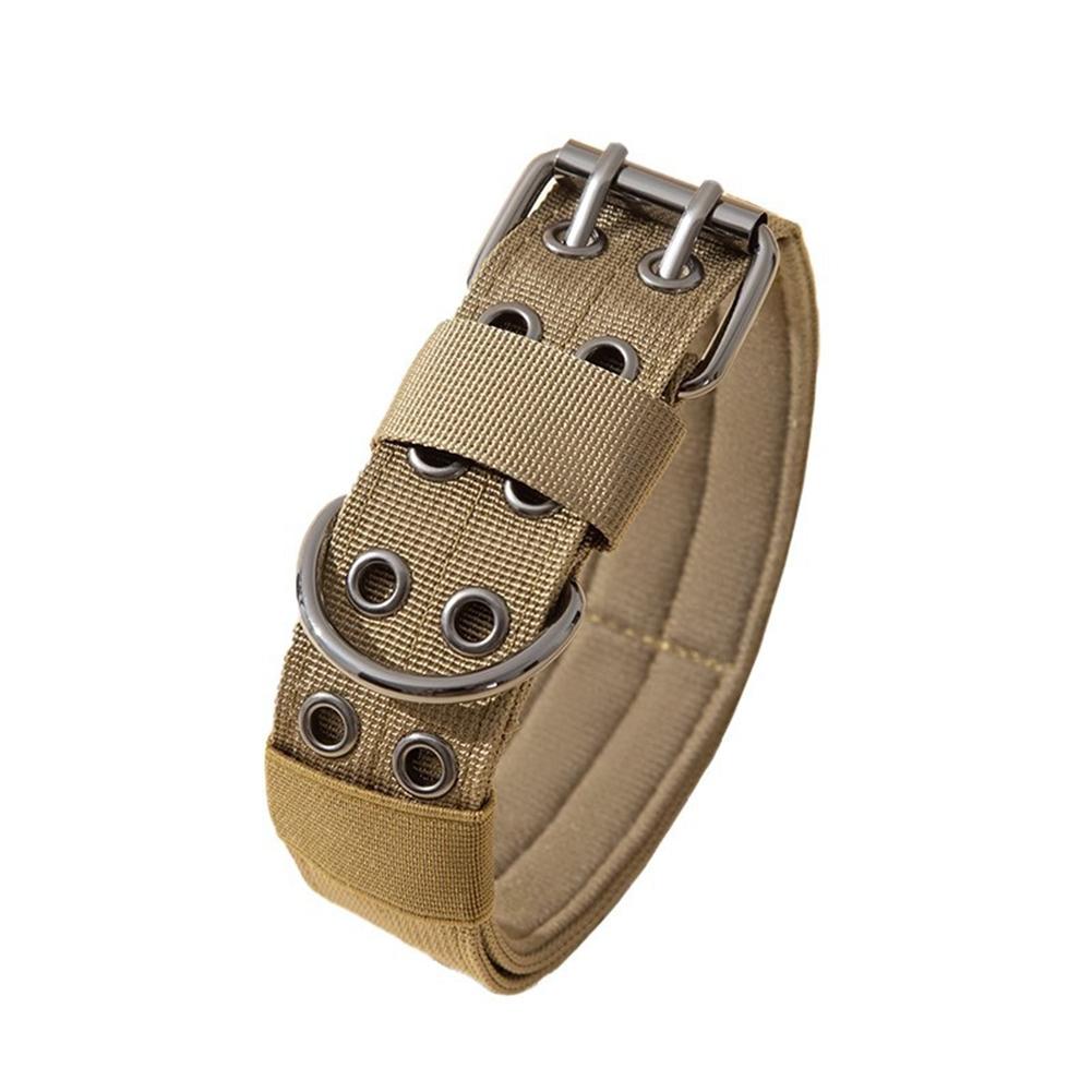 

Ошейник для собак из нейлона с защитой шеи, мягкая внутренняя подкладка, дышащие, регулируемые, нейлоновые ошейники для собак с металлической пряжкой D-образного типа, товары для животных M хаки