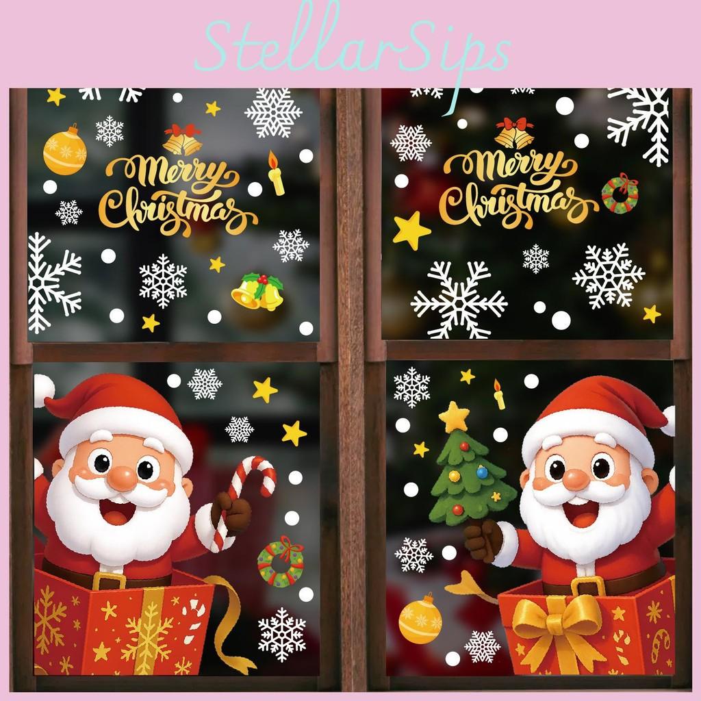 Pvc Festive Christmas Snowflake And Santa Static Stickers For Decoration Window