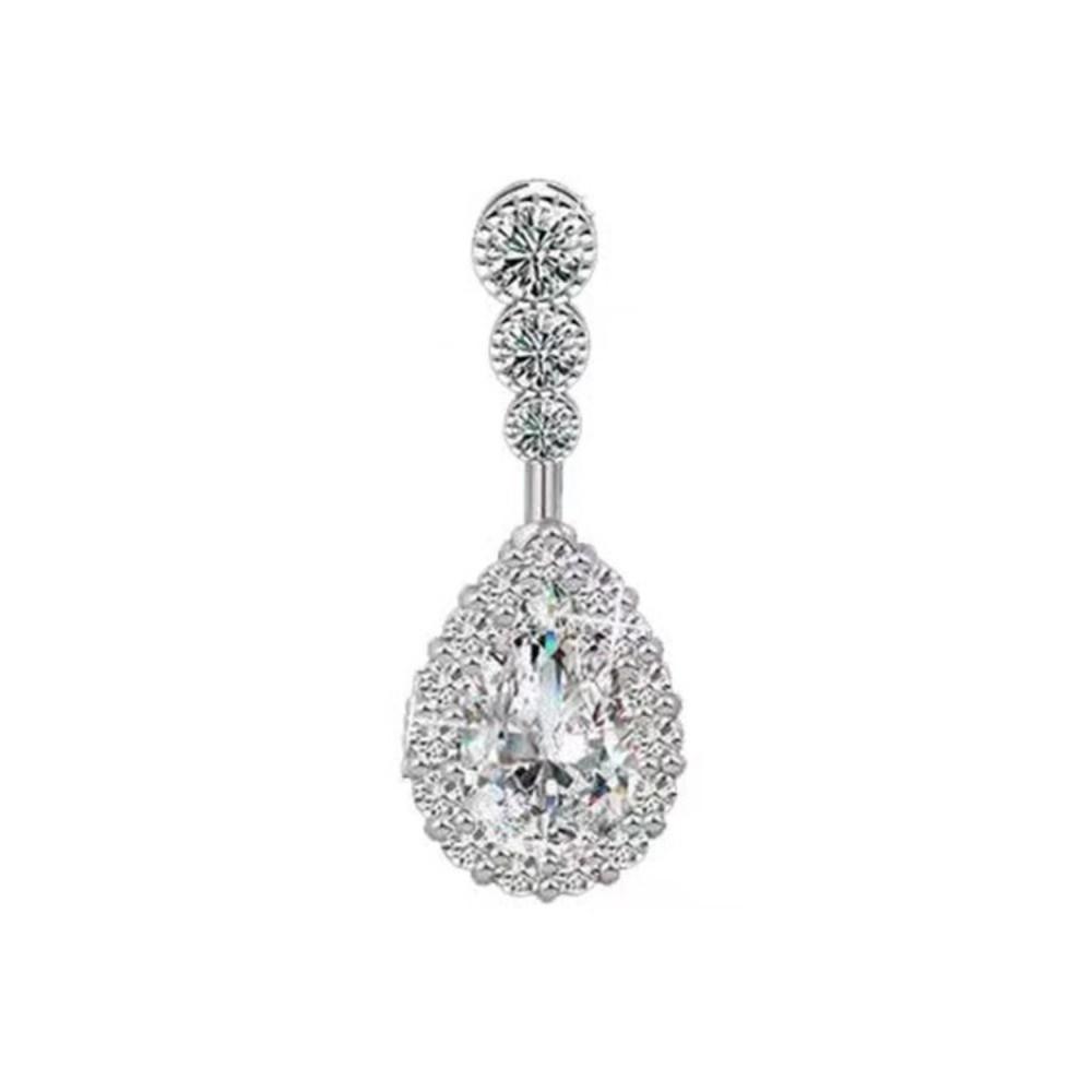 Rhinestone Belly Button Ring Stainless Steel Body Piercing Jewelry Zircon Navel Ring Gift