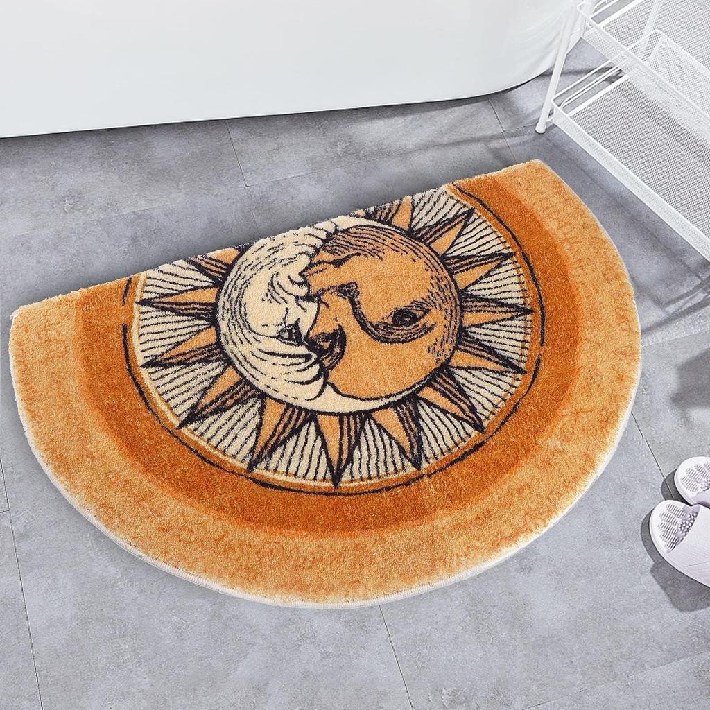 Creative Semi-Circular Area Rug Anti-Slip Water-Resistant Bathroom Floor Mat Bedroom Entrance Door Mat Home Decoration