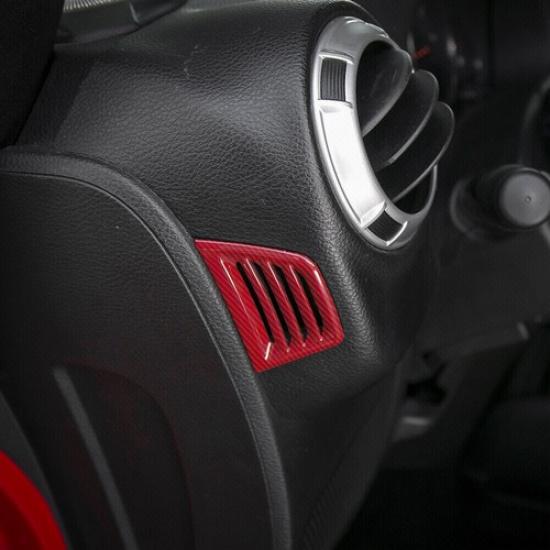 Dashboard Side Air Outlet Vent Cover For Jeep Wrangler JK 11-17 Red Carbon Fiber