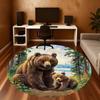 1PC Bear Cub Forest Office Round Area Rug, Under Office Chairs Bedroom Living Room Home Decor,Carpet for Office, -1110273
