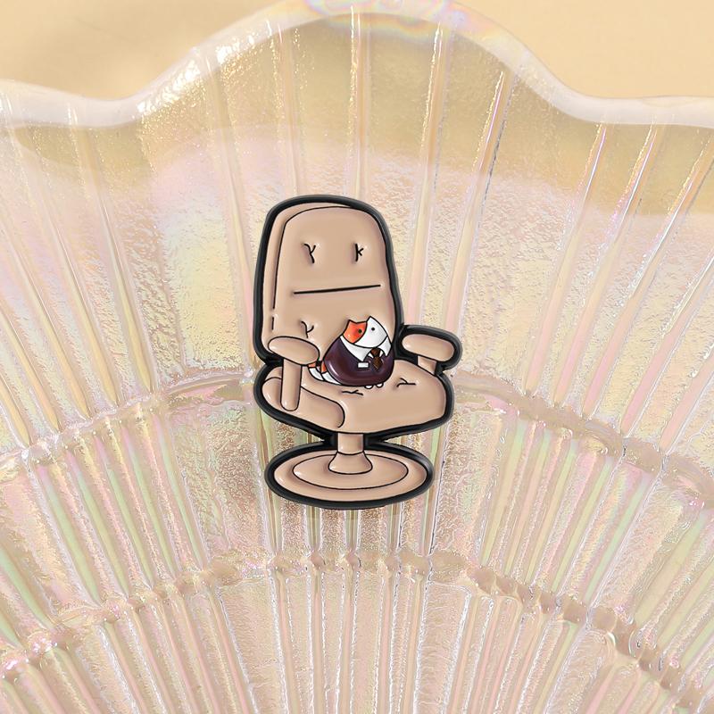 Cartoon Cat in Suit On Sofa Enamel Pin Boss Kitten Cute Animal Metal Brooch Lapel Backpack Badge Fashion Jewelry Gift for Friend