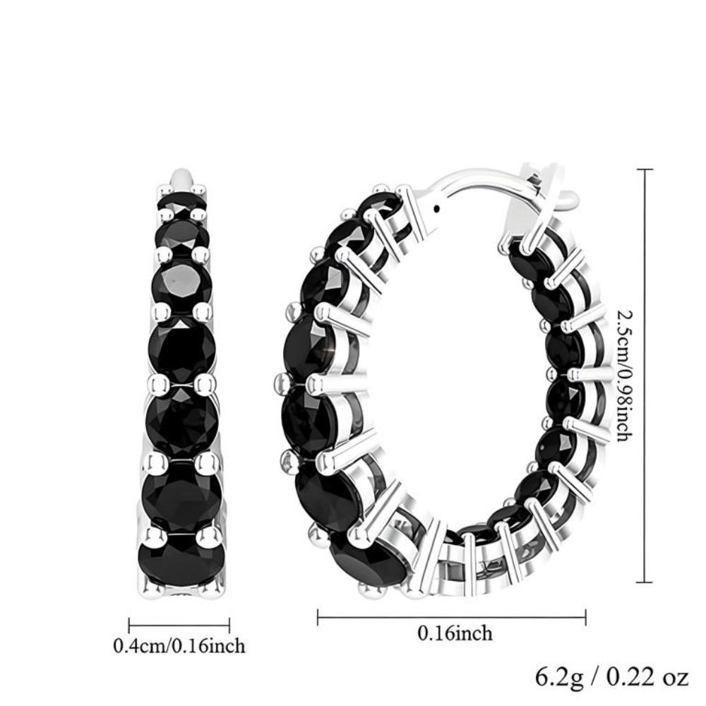 BLACK AWN Fashion Classic Hoop Earrings Black Stone Earrings for Women Hoop Earring Jewelry Gift