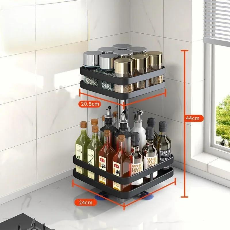 Kohlenstoffstahl 360° Drehbar Gewürzregal Anti-Rutsch Aufbewahrungsschale Organizer Für Gewürze Gewürzgläser Dosen Küchenzubehör Zubehör