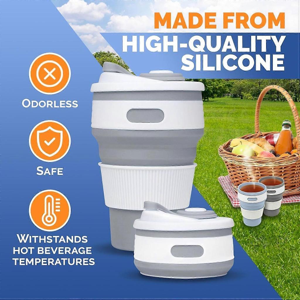 2025 Latest Model 2-Pack Collapsible Coffee Cup Reusable  12oz Leakproof Travel