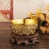 Brass Treasure Basin Decorative Fortune Gold Tone Home Desktop Tabletop Adornment Office Ornament Wealth Money Bowl