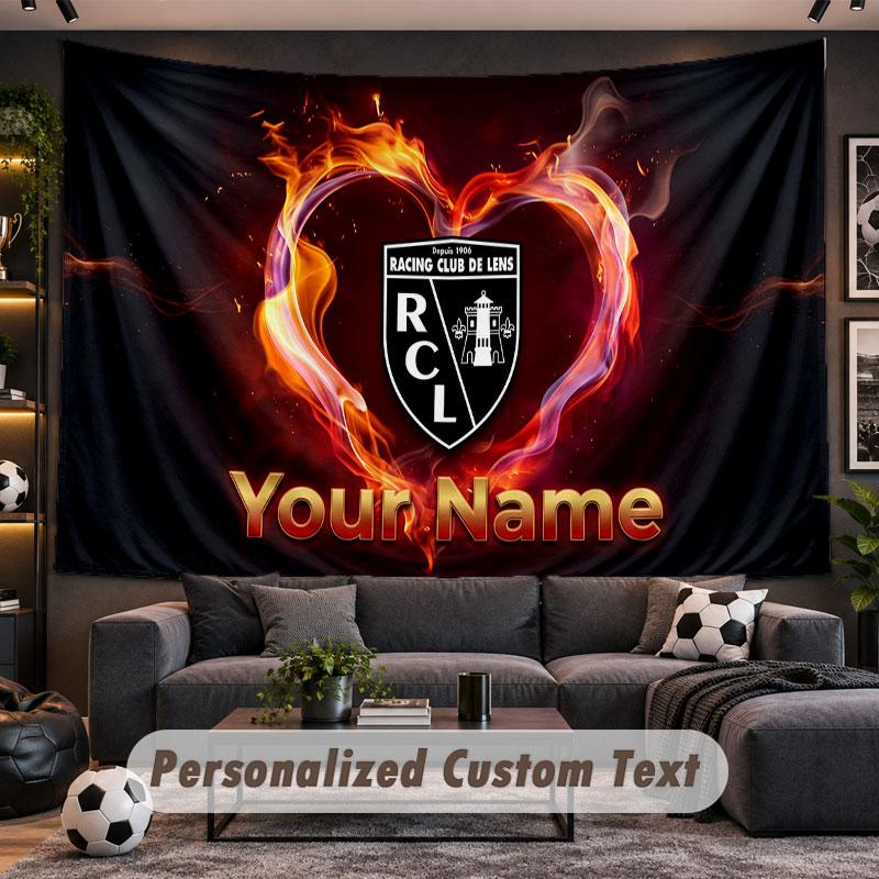 Wall Hanging Tapestry Custom Nameracing club de lens Pattern Personalized Printed Fabric Wall Decor