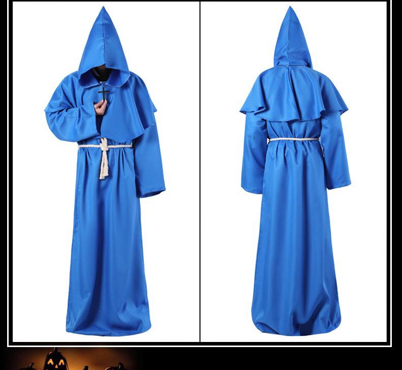 Shenweida Halloween Mittelalter Mönchskutte Kostüm - Zauberer und Priester COSPlay Schal