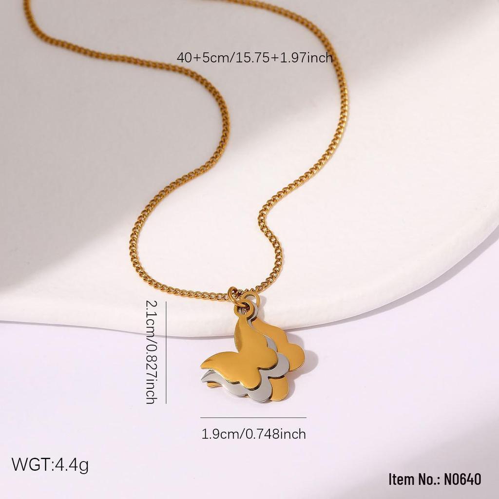 High-End Heart & Geometric Titanium Steel Clavicle Necklace for European & American Markets
