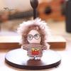 Keychain Doll Pendant, Mini Size Portable Soft Velvet Fabric Daily Wear Bag Charm Fried Hair Glasses Doll, Durable Accessory for Bags Keys Backpacks