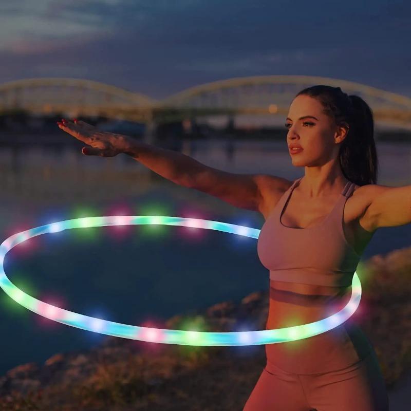 LED Colorful Fitness Circle Sport Hoop Loose Weight Home Indoor Removable Multi-Color Sports Hoop Gym Fitness Equipments