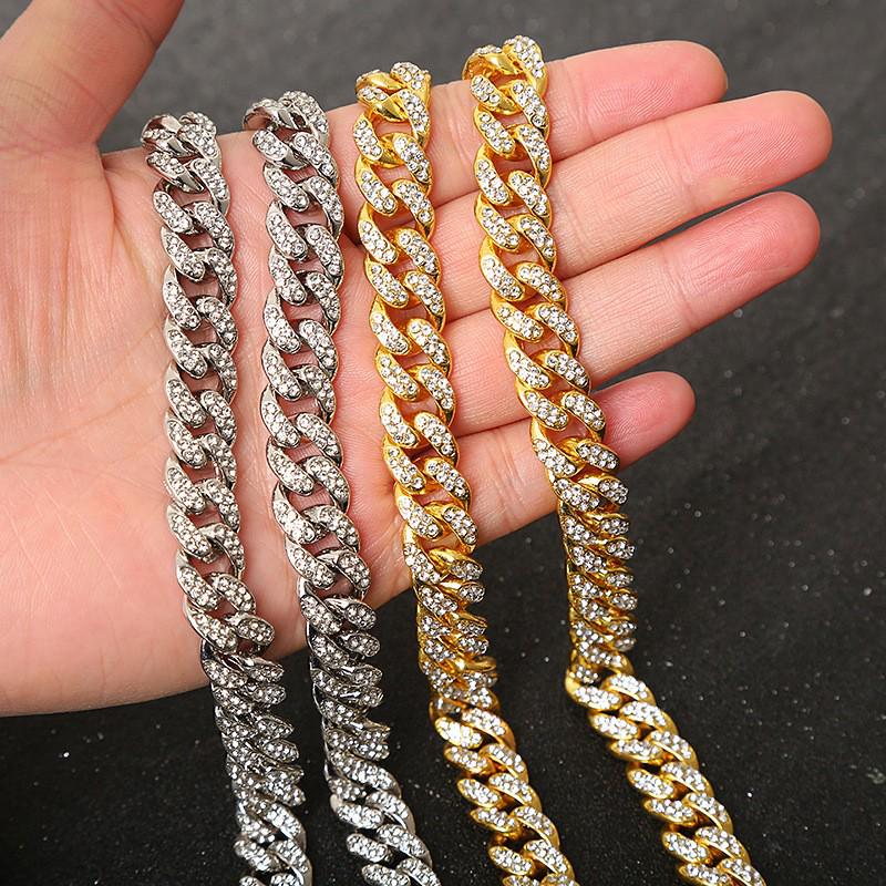 Trendy Men's and Women's Full Diamond Big Gold Cuban Chain Necklace - Hip-Hop Street Dance Rap Accessories.