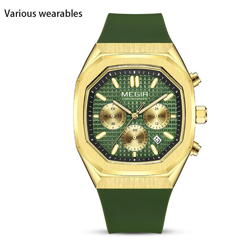 New Men's Three-eye Six-pin Fashionable Multifunctional Luminous Waterproof Watch