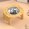 Wooden Stand Holder Raised Pet Bowl Stainless Steel Bowl Dog Feeder Dish  Small Dogs