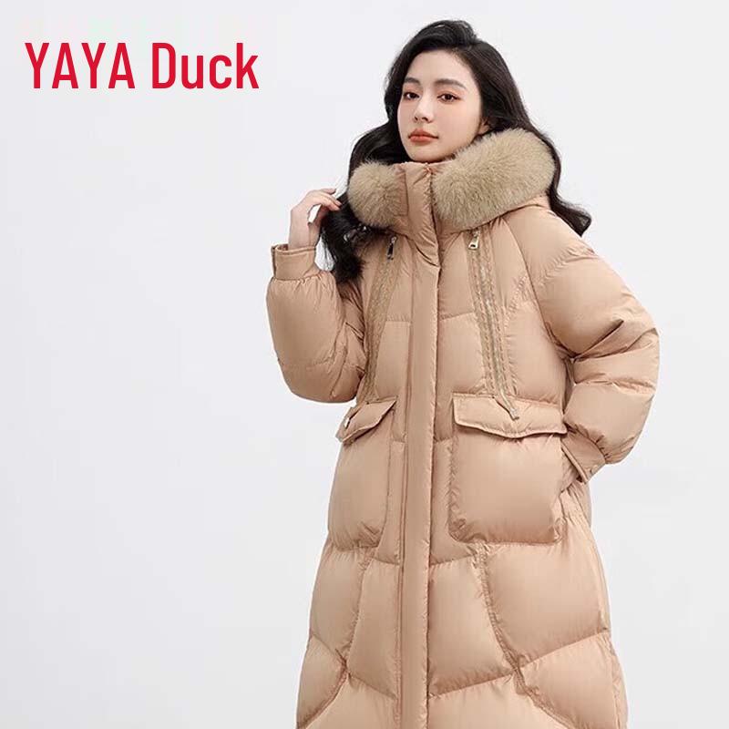 YAYA Women's Winter Faux Fur Hooded Down Jacket