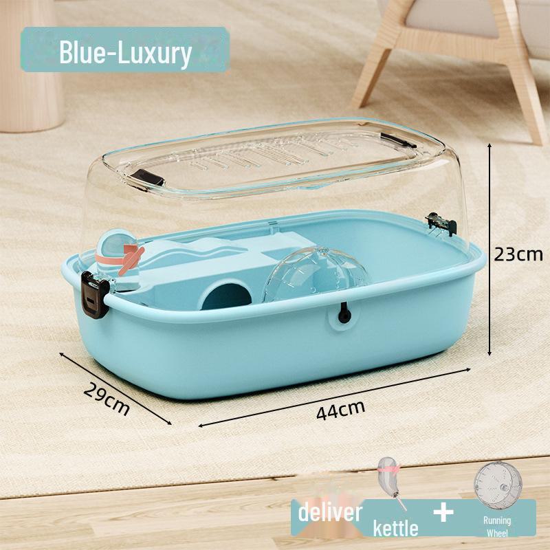 Luxury Transparent Hamster Cage Villa with Running Wheel and Nesting Space