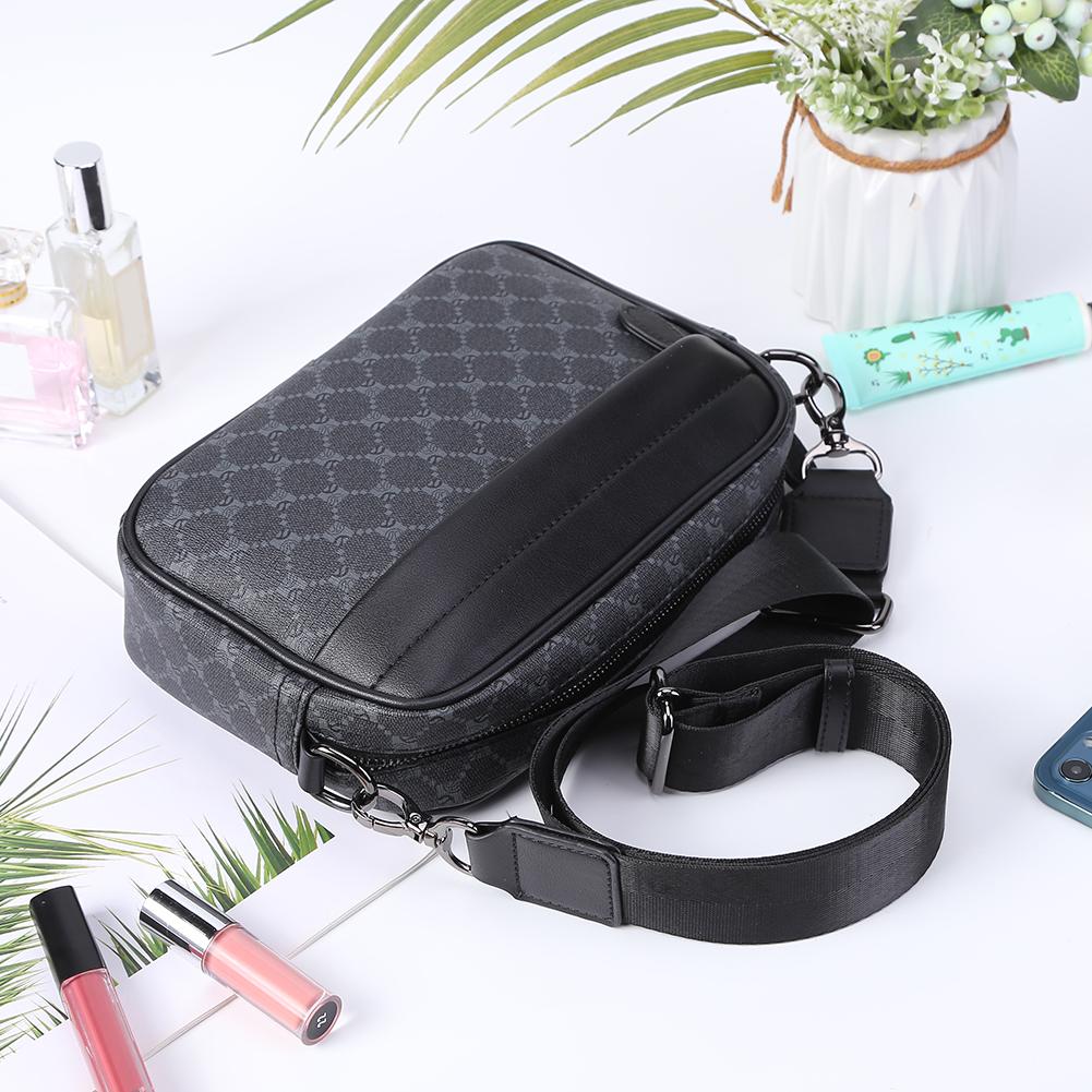 Casual Business Crossbody Satchel Classic Pattern Shoulder Messenger Bag Wide Strap Small Square for Travel Work Male Sling Bags