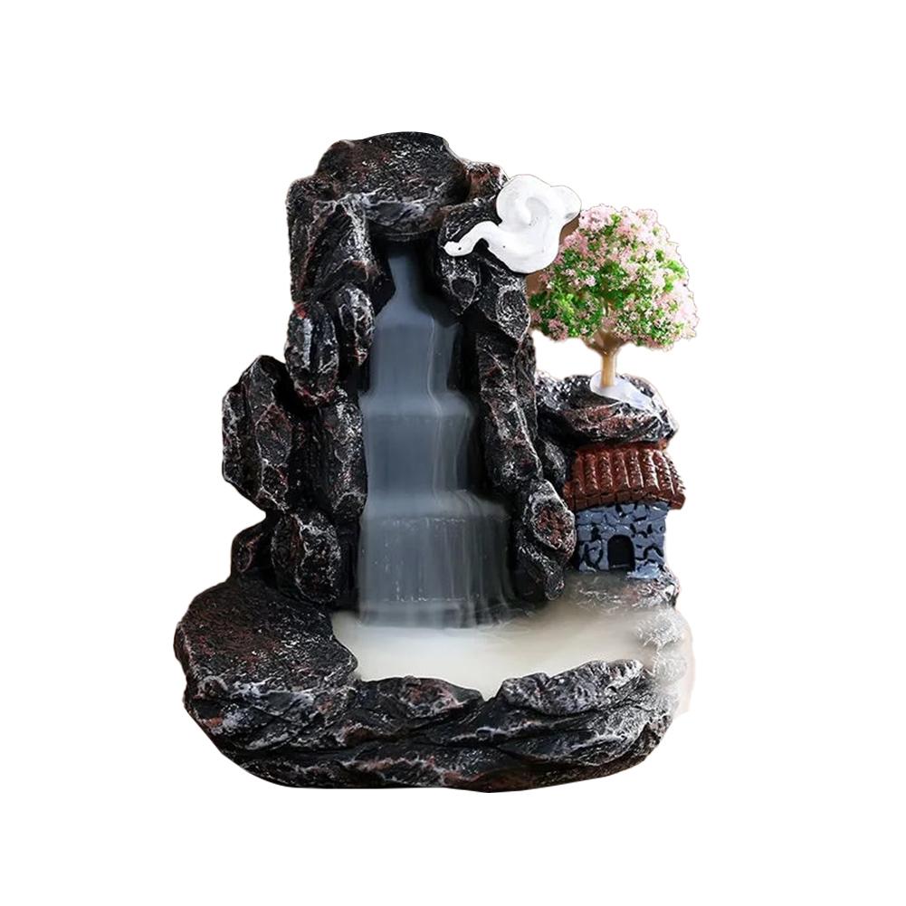 Creative Home Decorations Windproof Backflow Incense Fountain&Candlestick Ornaments Desktop Ind G6D8