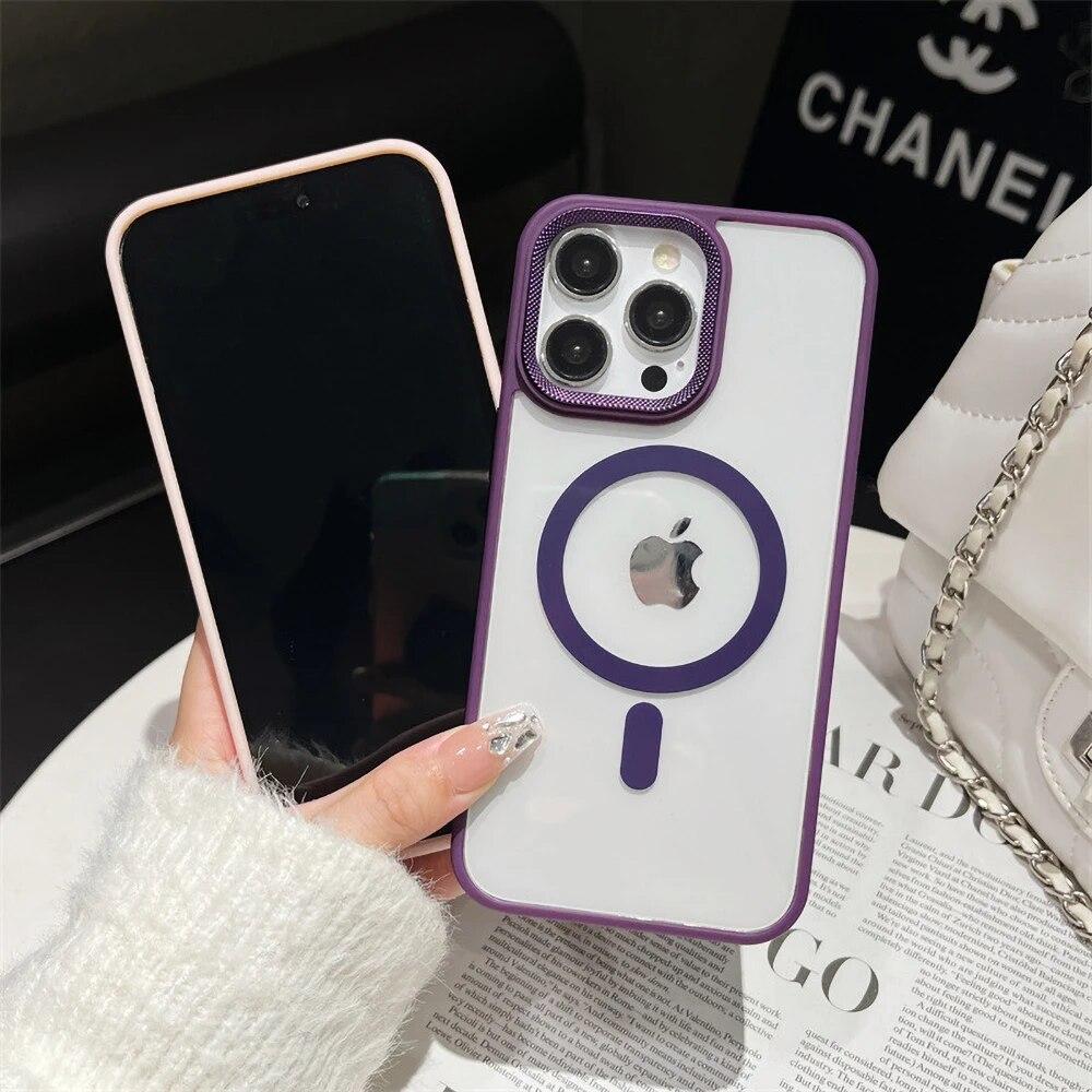 Clear Phone Case For iPhone 14 Pro Case iPhone 11 13 12 15 Pro Max Plus Shockproof Soft Bumper For Magsafe Wireless Charge Cover