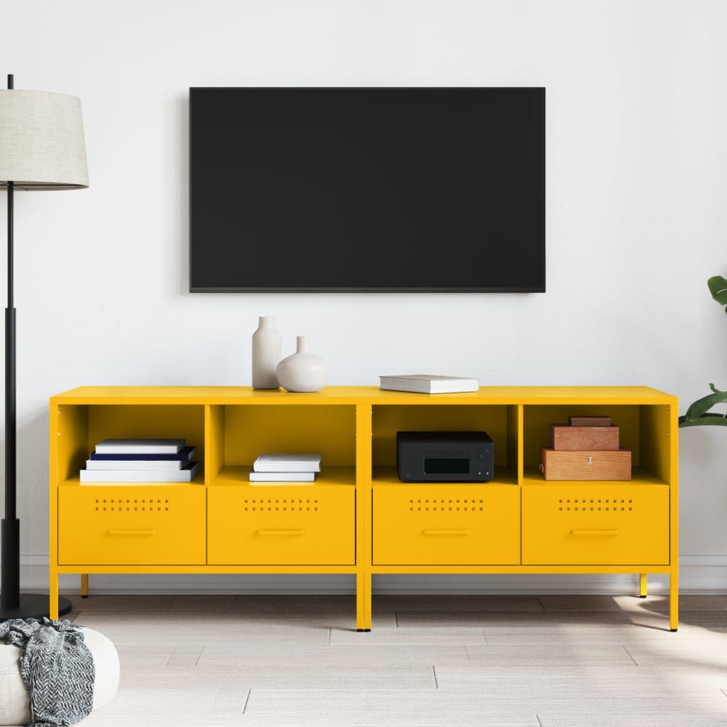 TV Cabinets (2 Pcs) Mustard Yellow 68 X 39 X 50.5 Cm Steel