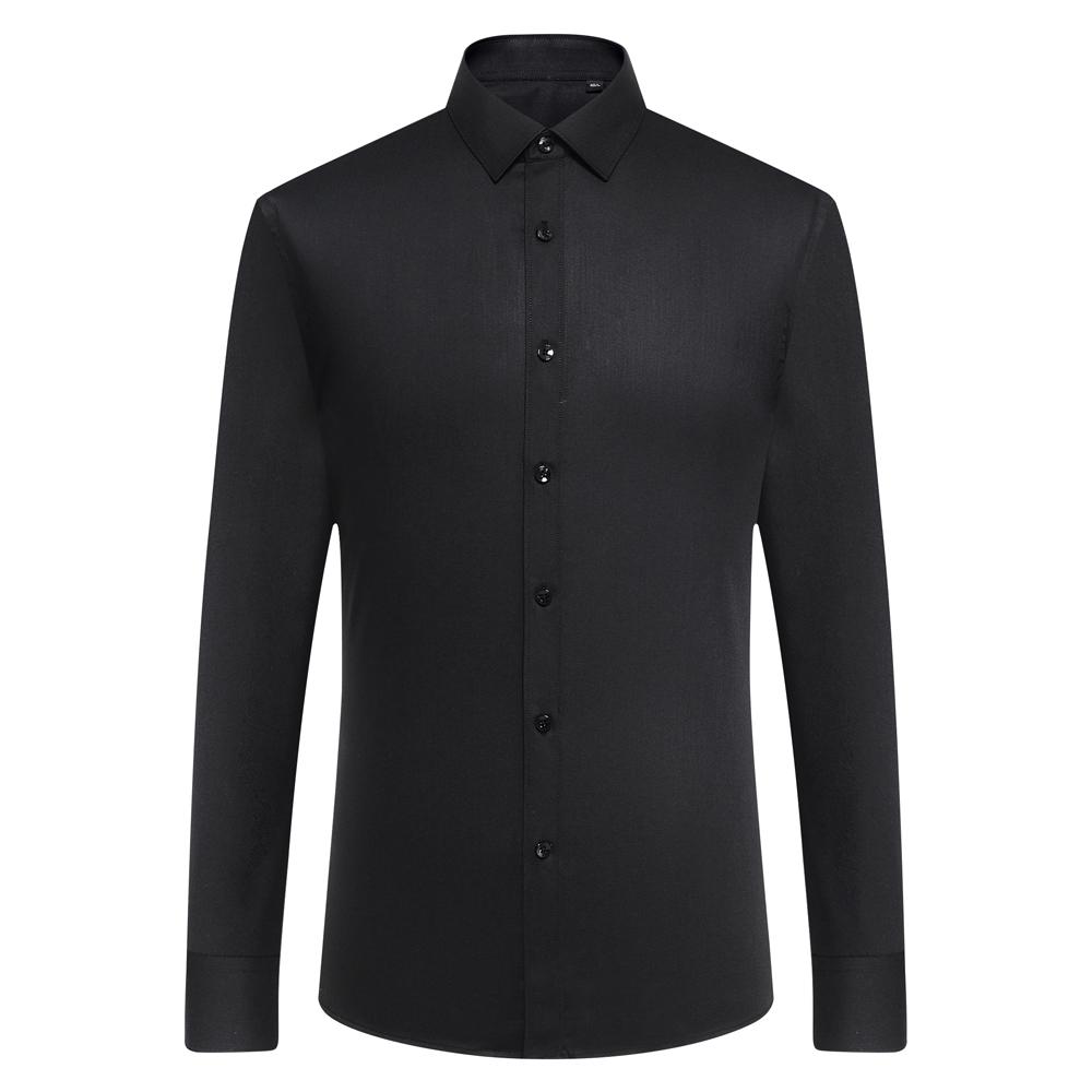 Men's Trendy Solid Dress Shirt, Casual Slightly Stretch Breathable Button Up Long Sleeve Shirt For Formal Business Occasions