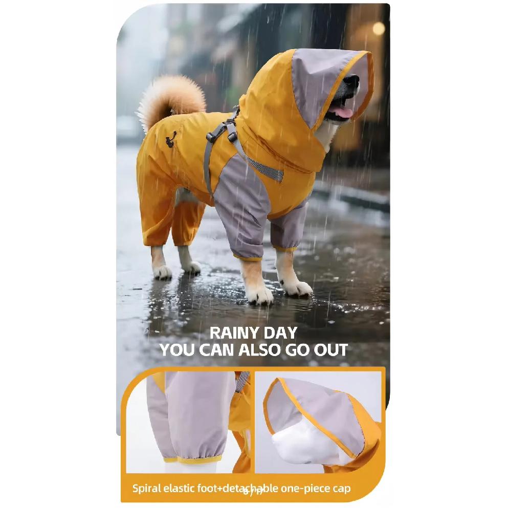 Pet Dog Waterproof Coat Puppy Hooded Jacket for Rainy Day Outdoor Dog Raincoat Reflective Clothes for Small Medium Large Dogs