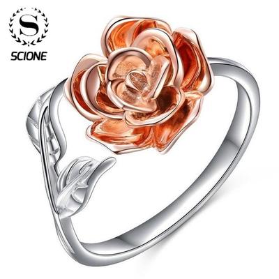 Zweifarbiger Roségoldring, europäischer und amerikanischer Damenmode-Blumenring, Geschenkschmuck