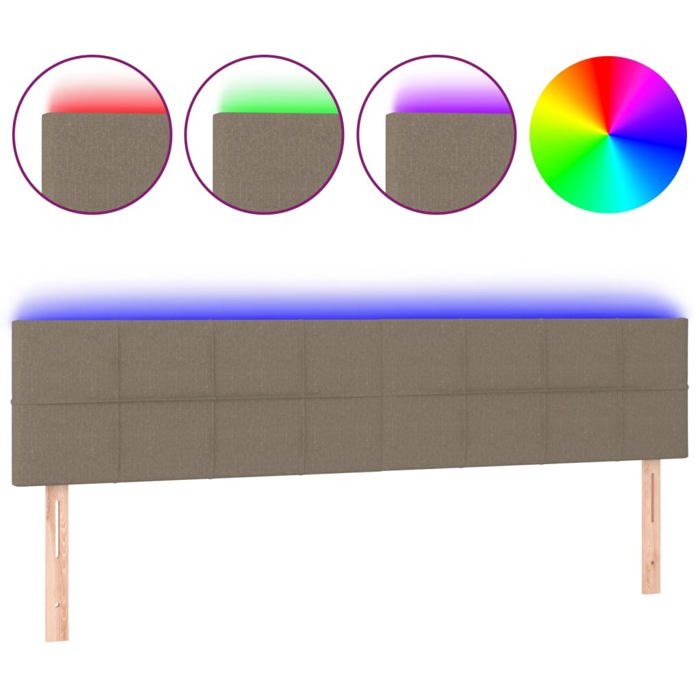 VidaXL Tête de Lit à LED Meuble de Chambre à Coucher Accessoire de Lit Double Tête de Cadre de Lit Intérieur Taupe 3121638