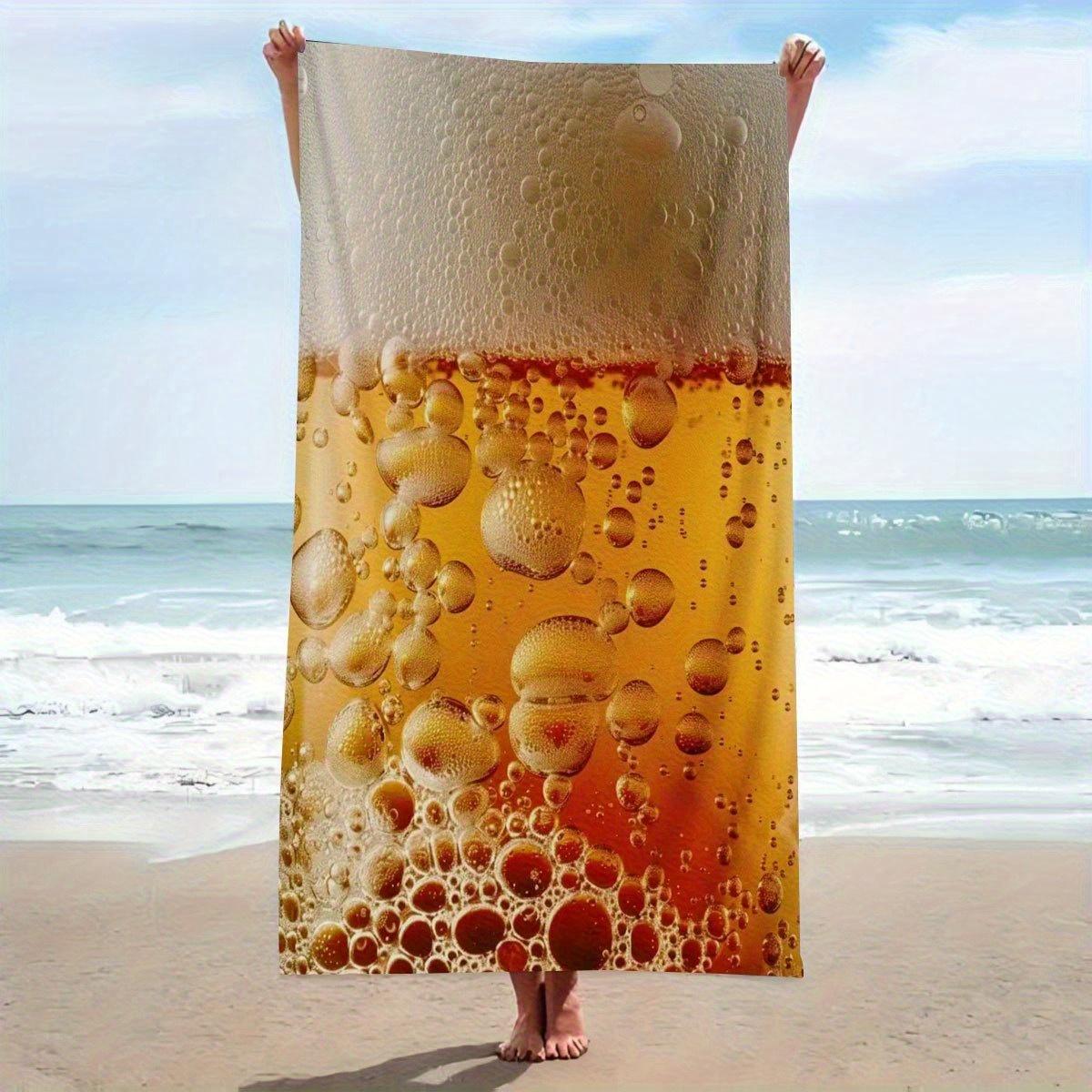 

Ultra Realistic Beer Beach Towel, Quick Drying Soft for Seaside Summer Beach Pool Travel Party W30*H60(CM)
