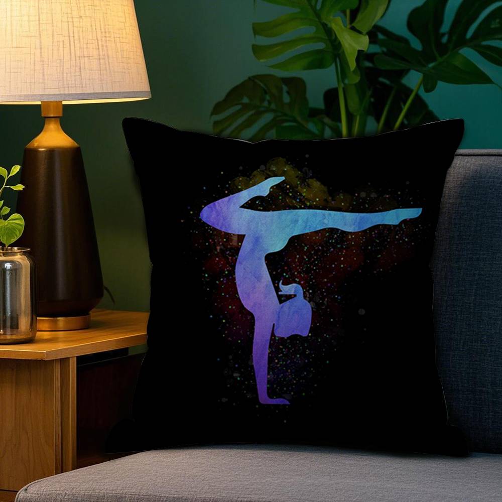 Gymnastics Water Color Pillow Case Sofa Living Room Bedroom Double-sided Printing Square Cushion Nap Time Cushion Cover