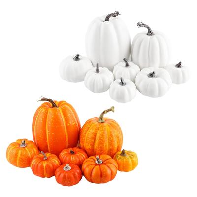 8x Artificial Pumpkins Autumn Crafts Large Mini Foam Pumpkins for Halloween Photo Props Table Centerpiece Fireplace Decoration