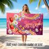 Floral Garden Theme Soft Beach Towel Personalized Custom Name Text Towel Portable for Beach Pool Travel
