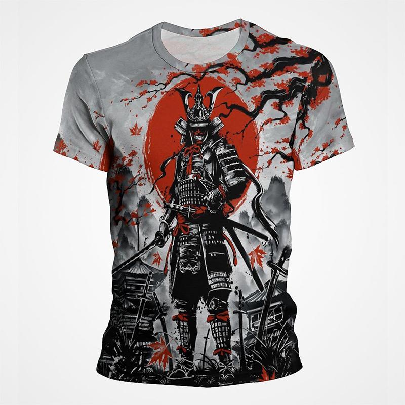 Vintage Samurai Ink Wash Graphic T Shirts For Men Women 3d Printing Short Sleeve Mens Tee Top Streetwear T shirt Tee