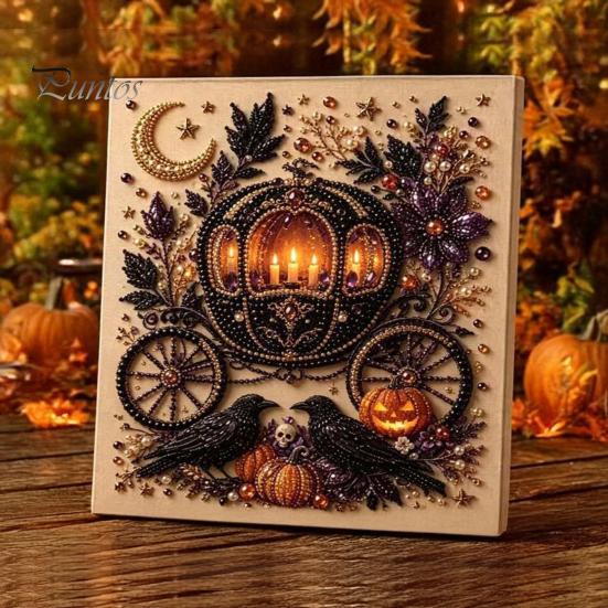 Artisanat Créatif Halloween Perles Bijoux Kit Perles Imitation, Kit Peinture DIY Citrouille Fantôme Ensemble d'Artisanat 3D pour Adultes, Murs Faits Main Idées Cadeaux Créatifs pour Fêtes