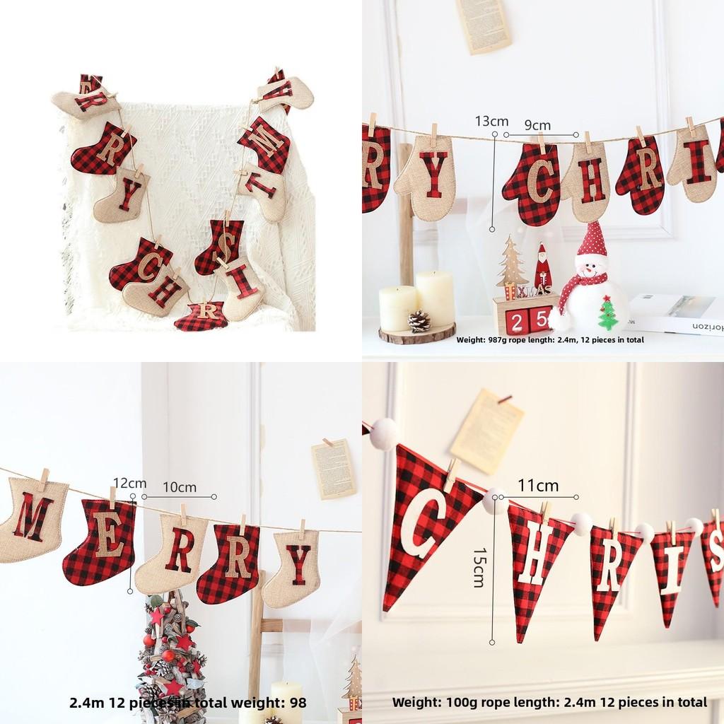 Christmas Banner Garlands With Glove And Sock Design For Holiday Party Decor