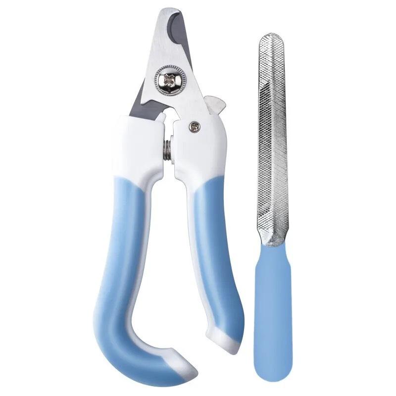 

Dog Nail Clippers Pet Grooming Tool Safe Trimmer with Nail File Lock Stainless Steel Blades S синий