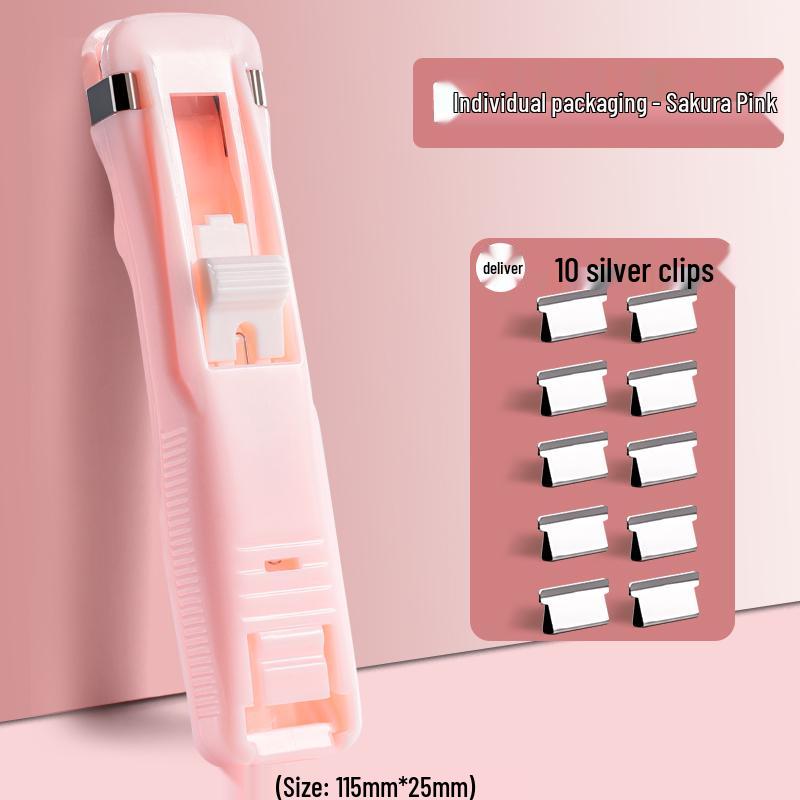 Push Clip and Stapler Set for Organizing Papers and Files