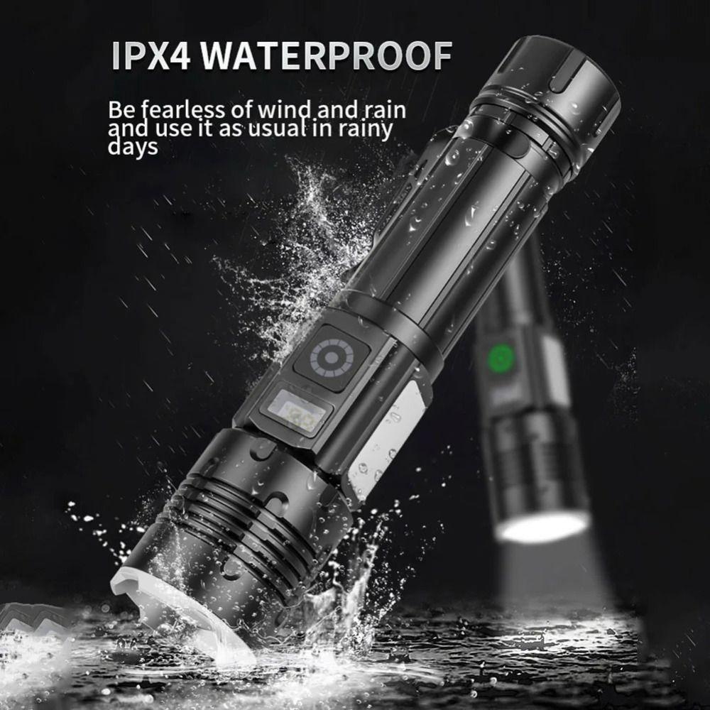 30W Powerful LED Flashlight Ultra Bright TYPE-C Charging Telescopic Zoom Light Long Range Long Battery Life