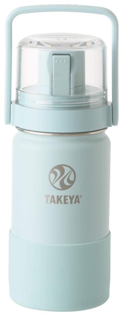 Official Takeya Takeya Flask Go Cup 0.4L Soft Green with Cup, Stainless Steel Water Bottle, 400ml, for Kids
