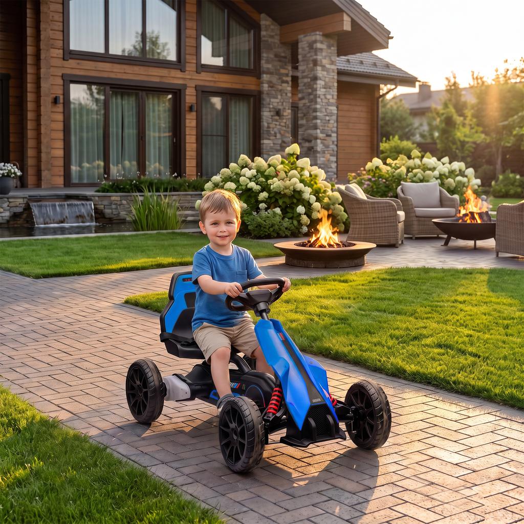 Kids Electric Go-Kart 12 V 3-5km/h Go Kart for 3-8 Years, Blue
