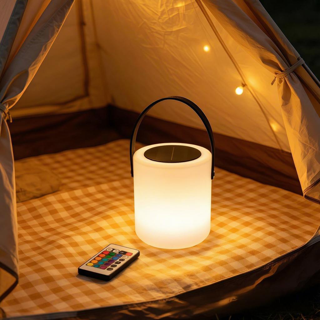 Solar-powered Rechargeable LED Touch Control Dimmable Portable Desk Lamp Small Night Light 16 Colors RGB for Outdoor Camping