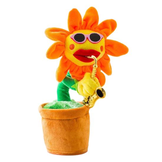 Electric Dancing Sunflower Toy Repeats What You Say Recording Singing Plush Potted Flower Toy Toddlers Educational Interactive Plushie Musical Toy