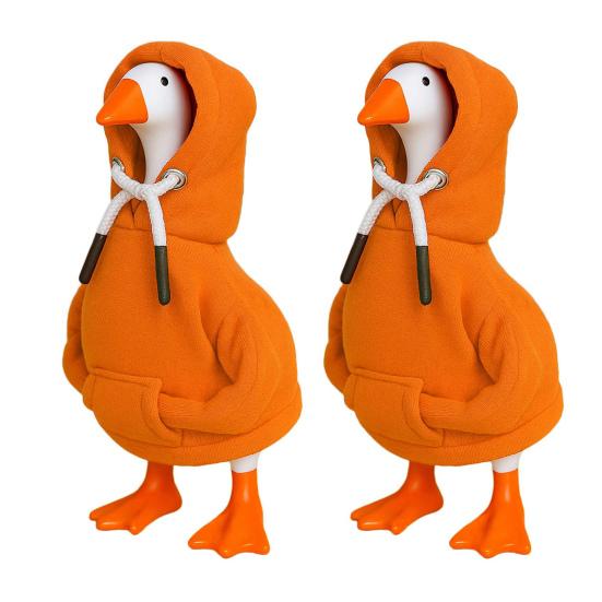2Pcs Mini Goose Hoodie 7 Inch Desk Goose Outfit Tabletop Goose Statue Costume for Magnetic Goose Figurine Key Holder Table Decor
